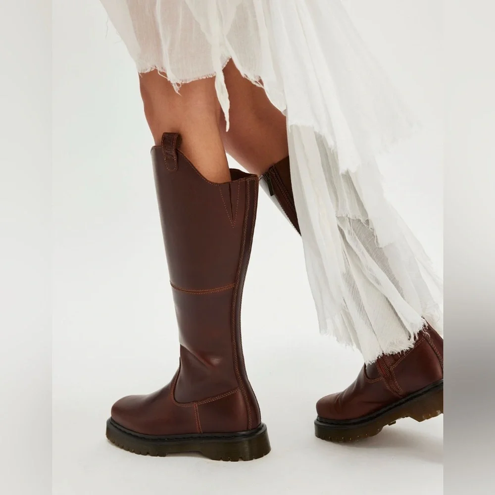 Dr. Martens Brown Leather Heeled Boots - Picture 9 of 12